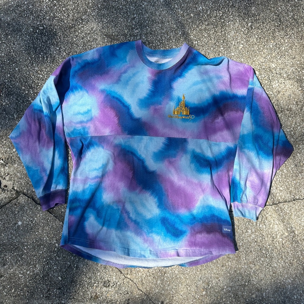 Walt Disney World 50th Anniversary Spirit Jersey Blue Purple Tie Dye Small